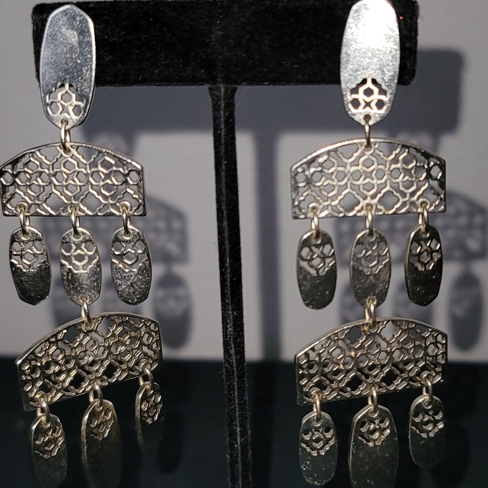 Kendra Scott Silver Filigree Chandelier Earrings